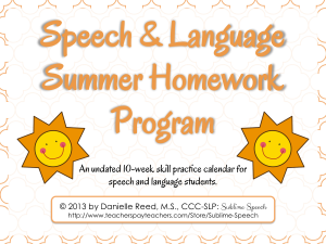 SpeechLanguageSummerHomeworkProgram