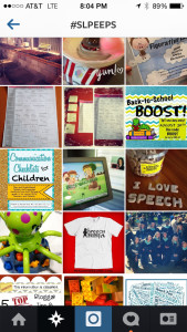 An example of results from searching #SLPeeps on Instagram.