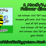 Speechie Freebies 1 Month/1,000 Follower Giveaway!